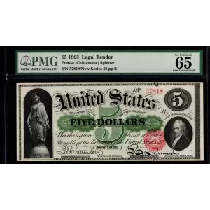 $5 New Series 65-75 at bottom right Type 2 Legal Tender Issues 63a