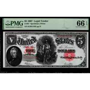 $5 Small Red, scalloped Legal Tender Issues 91