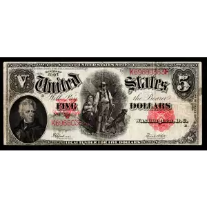 $5 Small Red, scalloped Legal Tender Issues 91