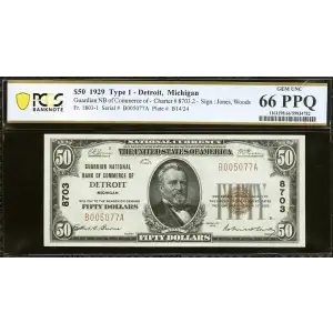 $50 1929 small brown seal. Small National Bank Notes 1803-1