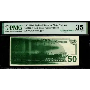 $50 1996 blue-Green seal. Small Size $50 Federal Reserve Notes 2126-G
