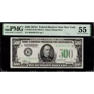 $500 1934-A.  High Denomination Notes 2202-B