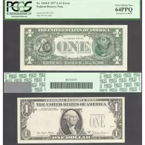 $1 1977-A. Green seal. Small Size $1 Federal Reserve Notes 1910-F