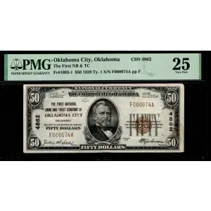 $50 1929 small brown seal. Small National Bank Notes 1803-1