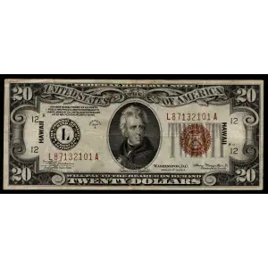 $20 1934-A brown seal Emergency Notes Issued During WW2 2305