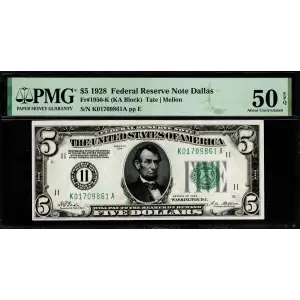 $5 1928 Green seal Small Size $5 Federal Reserve Notes 1950-K