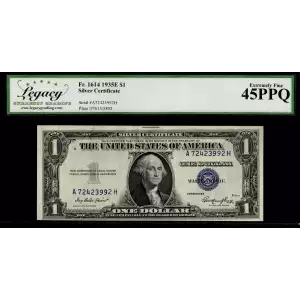 $1 1935-E blue seal. Small Silver Certificates 1614