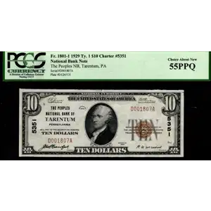 $10 1929 small brown seal. Small National Bank Notes 1801-1