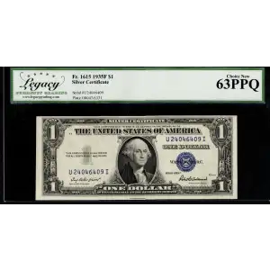 $1 1935-F blue seal. Small Silver Certificates 1615