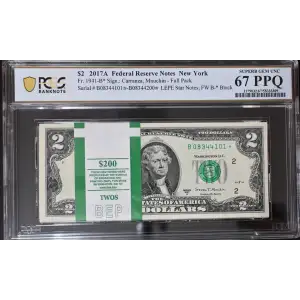 $2 2017-A. Green seal Small Size $2 Federal Reserve Notes 1941-B*