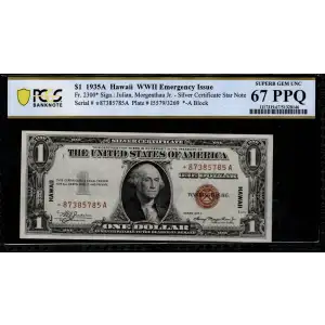$1 1935-A brown seal Emergency Notes Issued During WW2 2300* (2)