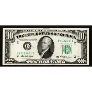 $10 1950-B.  Small Size $10 Federal Reserve Notes 2012-B