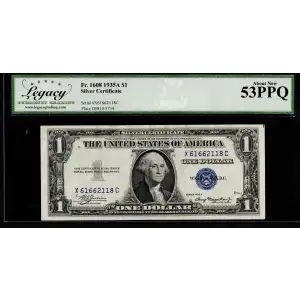 $1 1935-A blue seal. Small Silver Certificates 1608