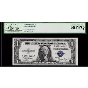 $1 1935-C blue seal. Small Silver Certificates 1612