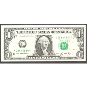 $1 2006 Green seal. Small Size $1 Federal Reserve Notes 1933-K