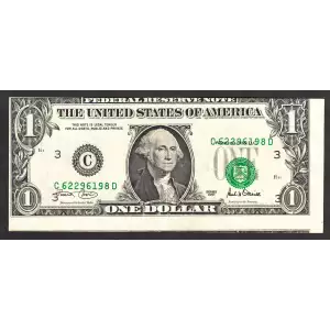 $1 2001 Green seal. Small Size $1 Federal Reserve Notes 1926-C