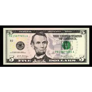 $5 2017-A.  Small Size $5 Federal Reserve Notes 1998-B