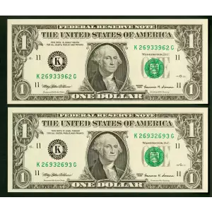 $1 1999 Green seal. Small Size $1 Federal Reserve Notes 1925-L