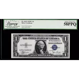 $1 1935-C blue seal. Small Silver Certificates 1612