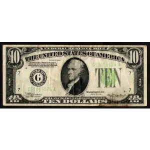 $10 1934 Exists with both light and dark Green seals Small Size $10 Federal Reserve Notes 2004-G (2)