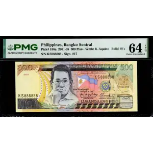 500 Piso 2001-2013, 2001-2002 Issue a. 2001; 2002; 2003; 2004; 2005. Signature 17 Philippines 196