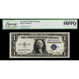 $1 1935-D blue seal. Small Silver Certificates 1613N