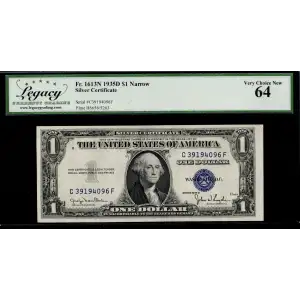 $1 1935-D blue seal. Small Silver Certificates 1613N