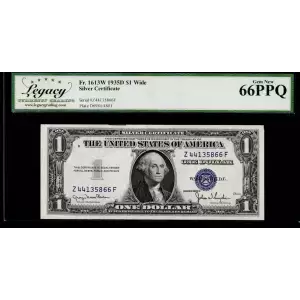 $1 1935-D blue seal. Small Silver Certificates 1613W