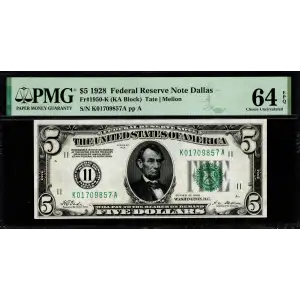 $5 1928 Green seal Small Size $5 Federal Reserve Notes 1950-K (2)