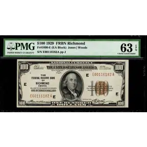 $100 1929 brown seal Small Federal Reserve Bank Notes 1890-E