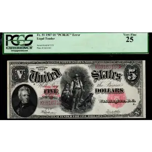 $5  Small Red, scalloped Legal Tender Issues 91