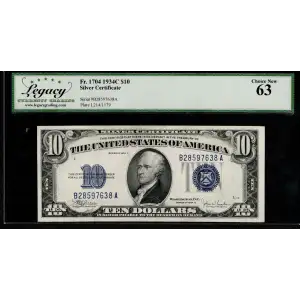 $10 1934-C blue seal. Small Silver Certificates 1704 (2)