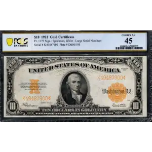 $10 1922 Gold Gold Certificates 1173