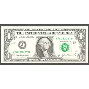 $1 2003-A. Green seal. Small Size $1 Federal Reserve Notes 1931-J
