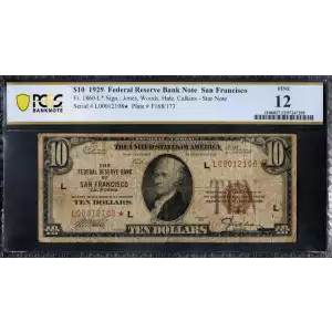 $10 1929 brown seal Small Federal Reserve Bank Notes 1860-L*