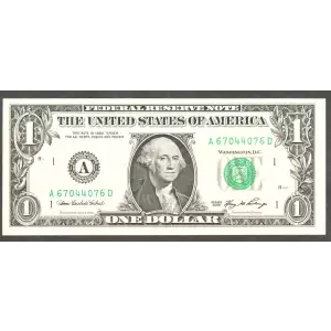 $1 2006 Green seal. Small Size $1 Federal Reserve Notes 1933-A
