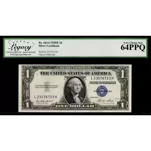 $1 1935-E blue seal. Small Silver Certificates 1614