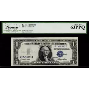 $1 1935-E blue seal. Small Silver Certificates 1614 (2)