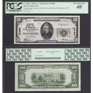 $20 1929 small brown seal. Small National Bank Notes 1802-1