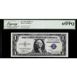 $1 1935-C blue seal. Small Silver Certificates 1612