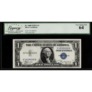 $1 1935-A blue seal. Small Silver Certificates 1608