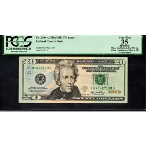 $20 2006 blue-Green seal. Small Size $20 Federal Reserve Notes 2094-G