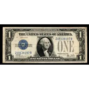 $1 1928-B blue seal. Small Silver Certificates 1602