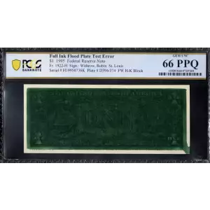 $1 1995 Green seal. Small Size $1 Federal Reserve Notes 1921-H (2)