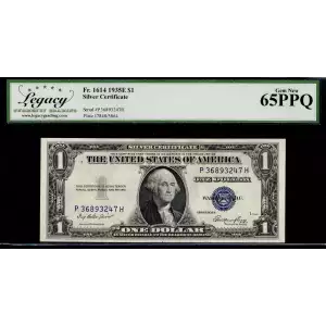 $1 1935-E blue seal. Small Silver Certificates 1614 (2)