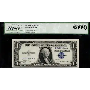 $1 1935-A blue seal. Small Silver Certificates 1608