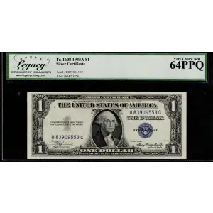 $1 1935-A blue seal. Small Silver Certificates 1608
