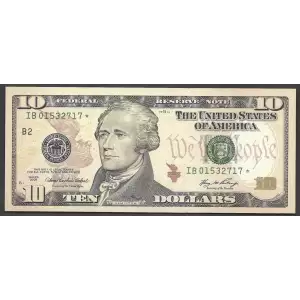 $10 2006 Treasury seal. Small Size $10 Federal Reserve Notes 2040-B*