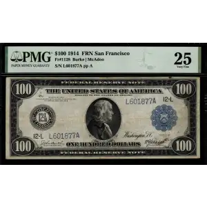 $100 1914 Blue Seal Federal Reserve Notes 1128