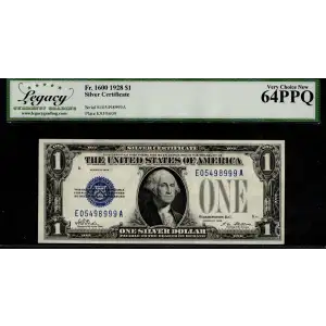 $1 1928 Blue seal Small Silver Certificates 1600